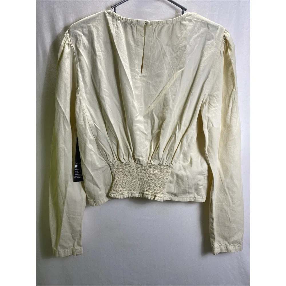 Boho Embroidered Cropped Broadway Womens Blouse 100%‎ Cotton XL Ivory Summer Top